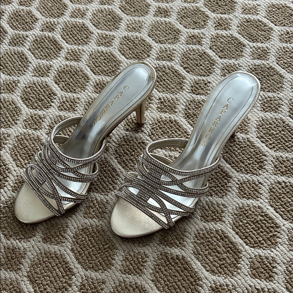 Caparros Silver and Cream Strappy Sandals
